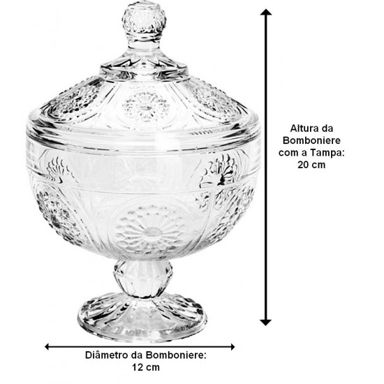 Bomboniere 20cm Por 14,5cm Sun Com Pé Em Cristal Ecológico Lyor